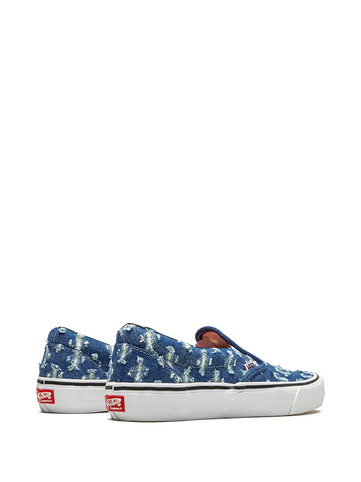 Vans x Supreme スリップオンプロ ブルーホールパンチデニムスニーカー - 画像3