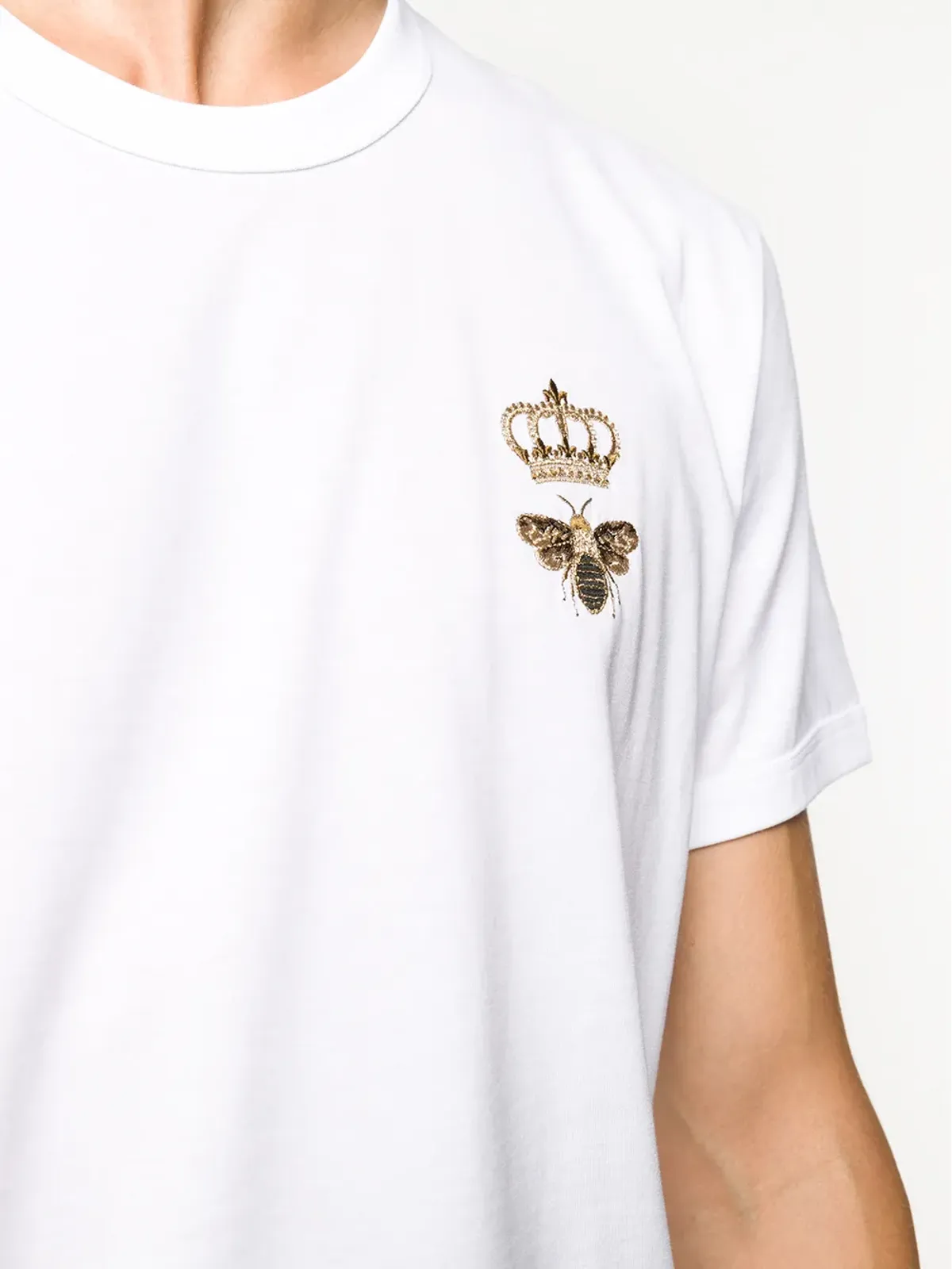 Dolce & Gabbana 刺繍ビーとクラウンモチーフ コットンTシャツ - 画像5