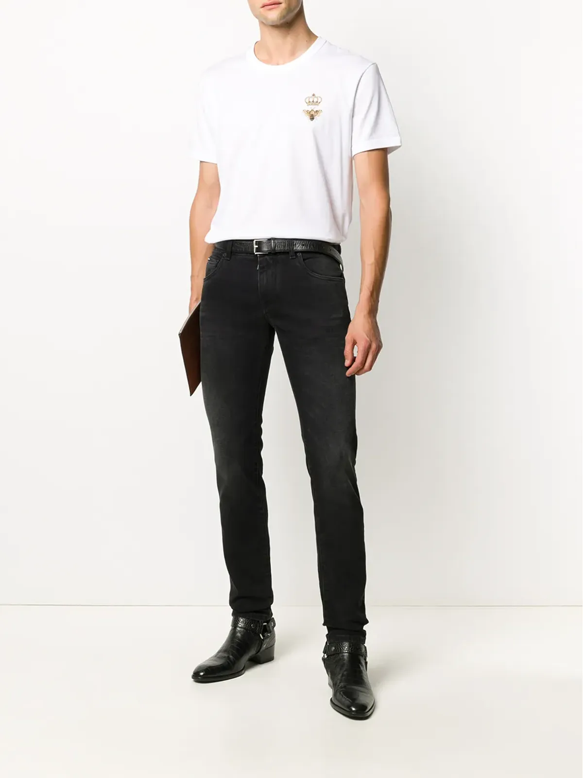 Dolce & Gabbana 刺繍ビーとクラウンモチーフ コットンTシャツ - 画像2