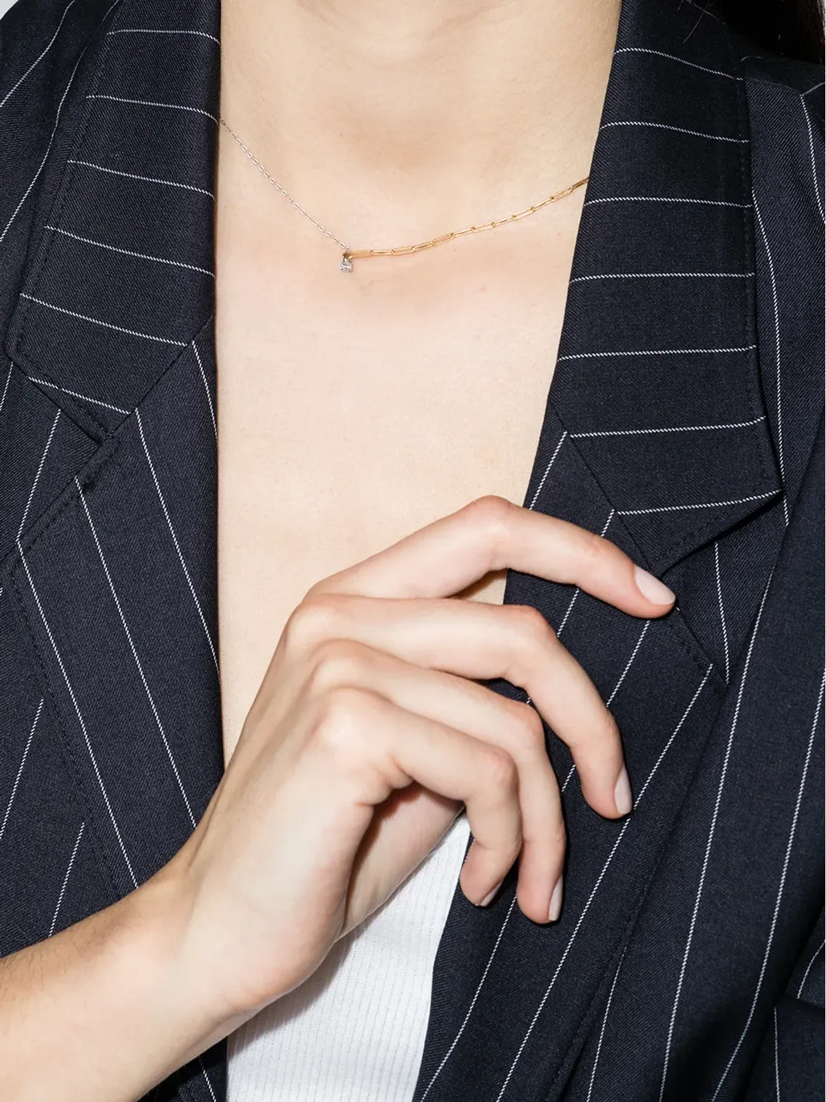 Yvonne Léon 18ktホワイトゴールド ミックスチェーン ダイヤモンド ネックレス - 画像2