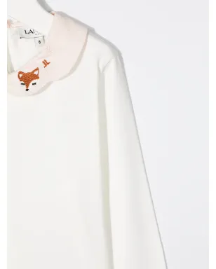 Lanvin Enfant キツネ刺繍襟付きトップス - サムネイル3