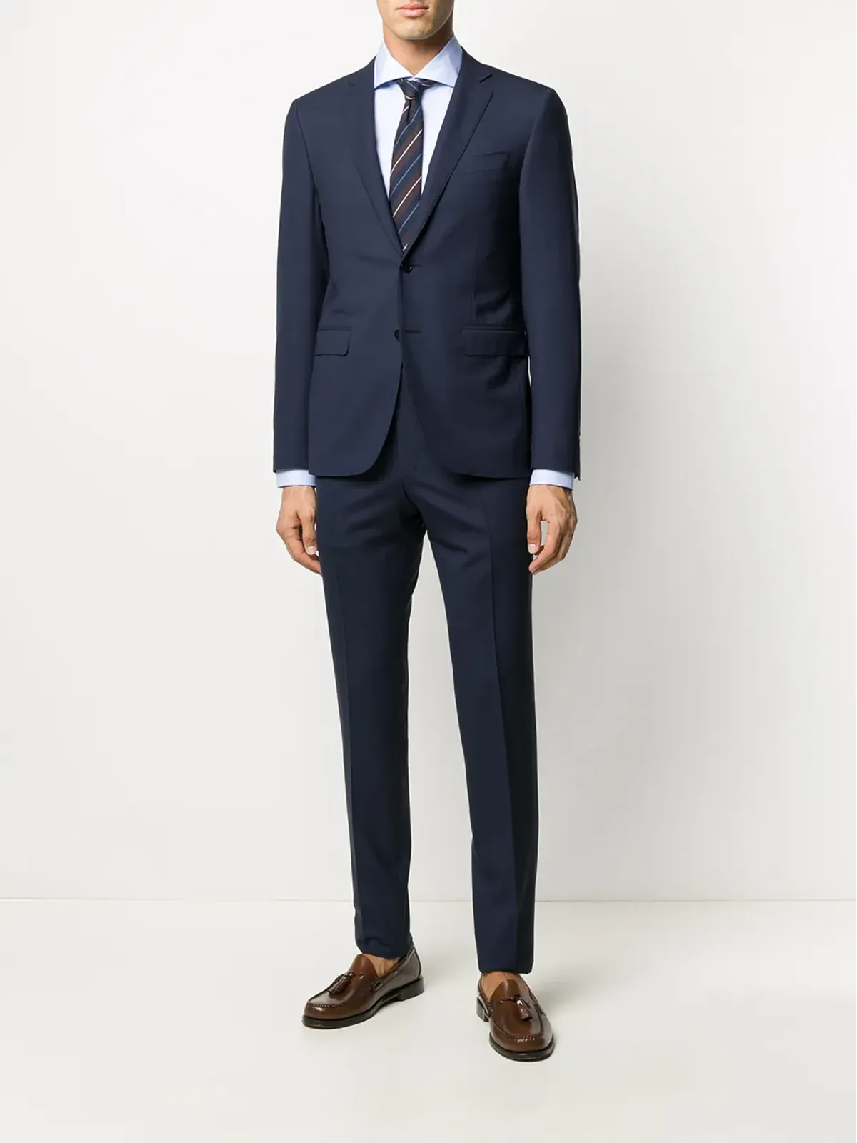 Mazzarelli スプレッドカラー ハウンドトゥース シャツ - 画像2