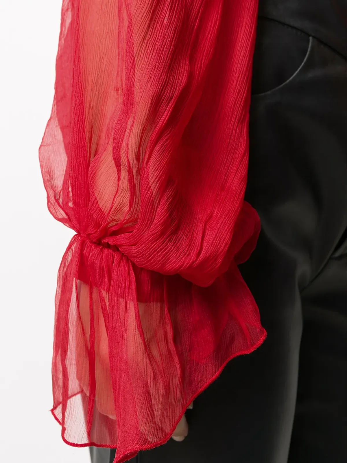 Atu Body Couture 赤色の風船袖シフォンブラウス - 画像5