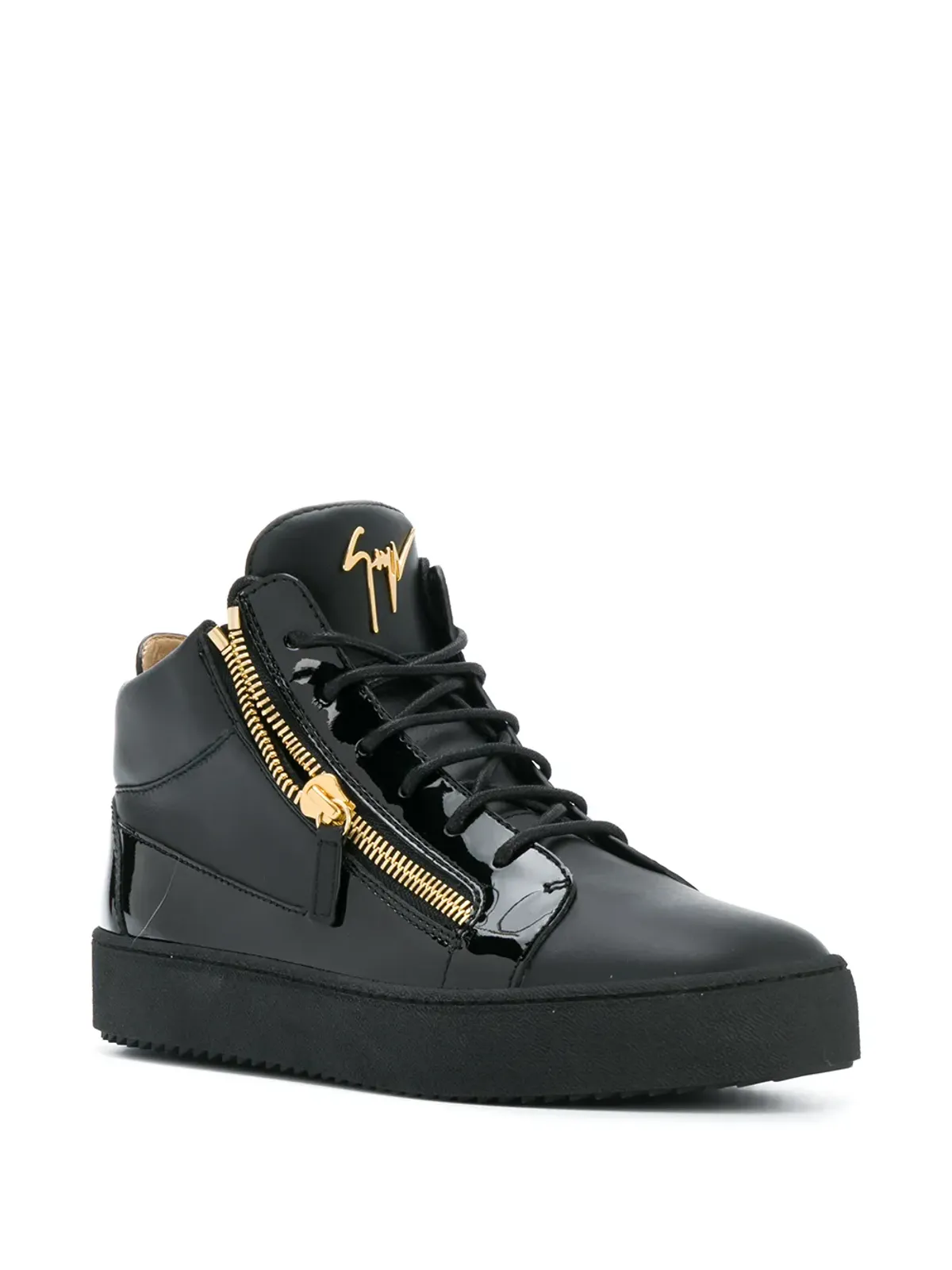 Giuseppe Zanotti クリス レザー ミッドトップスニーカー ブラック - 画像2