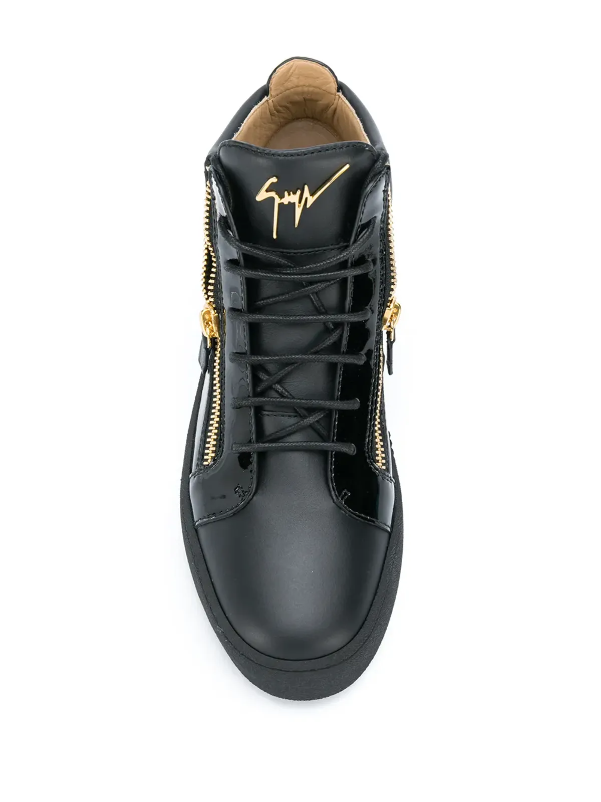 Giuseppe Zanotti クリス レザー ミッドトップスニーカー ブラック - 画像4