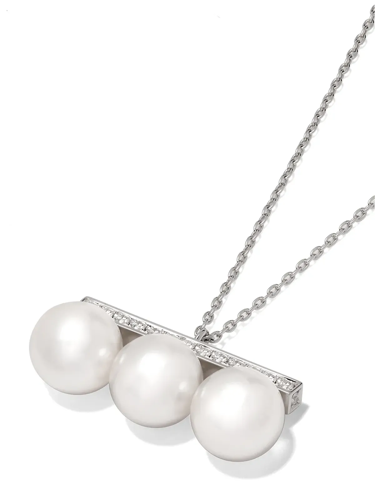 TASAKI 18kt white gold Collection Line Balance Neo diamond pave pendant - Silver - 画像3
