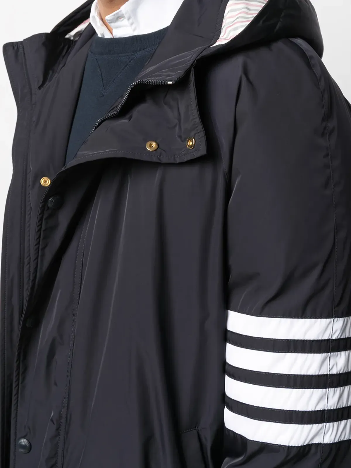 Thom Browne ダウンフィル フード付き フットボール 4バー パーカー - 画像5