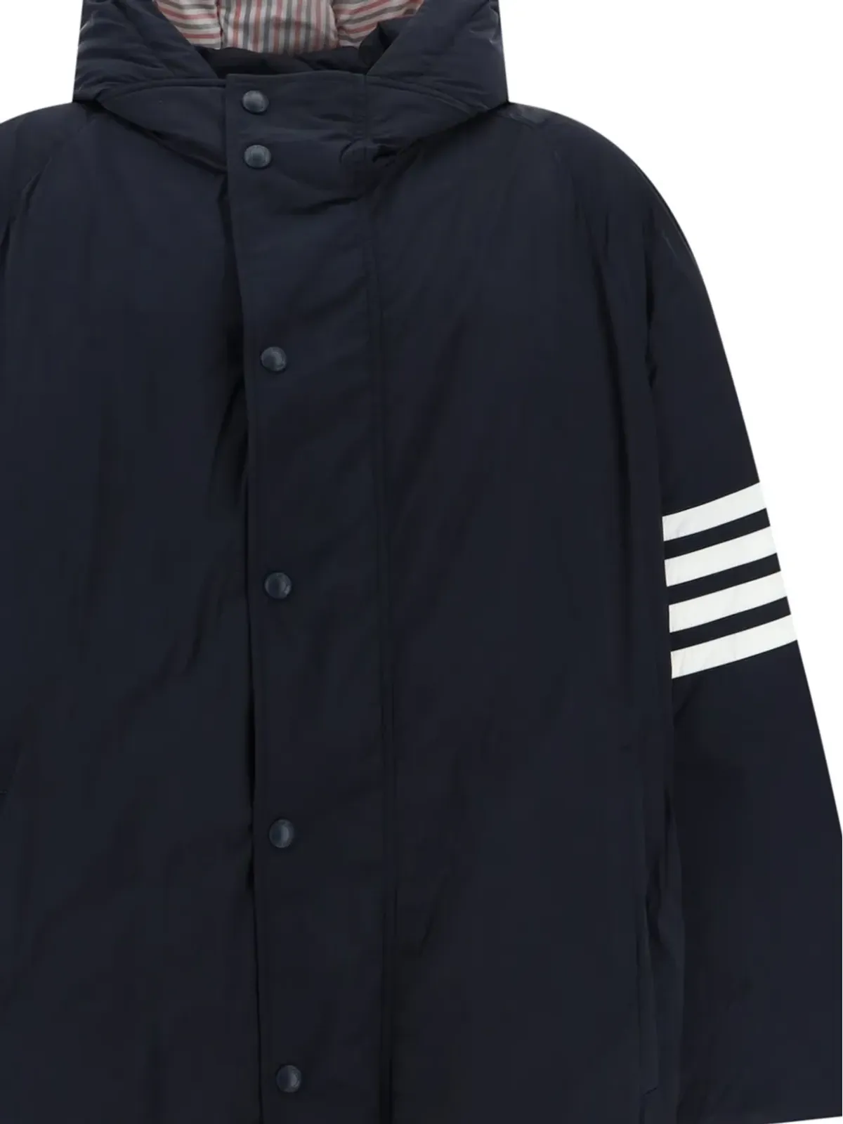 Thom Browne ダウンフィル フード付き フットボール 4バー パーカー - 画像2