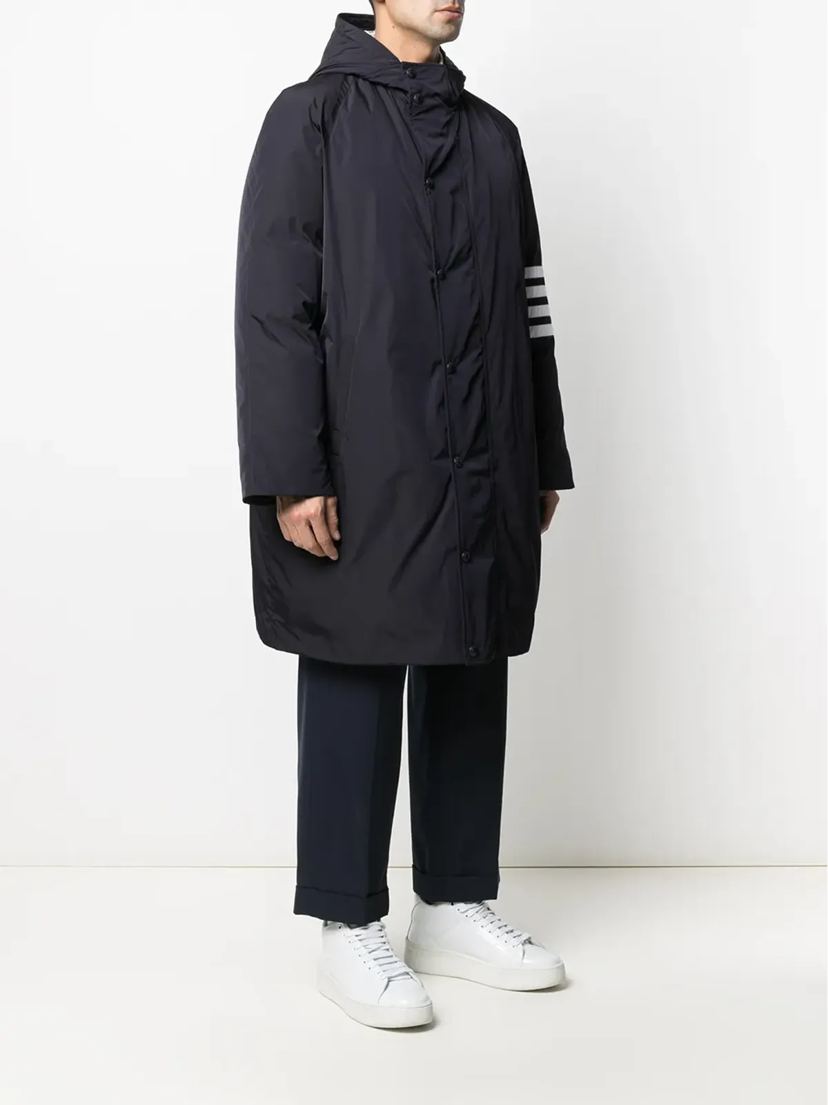Thom Browne ダウンフィル フード付き フットボール 4バー パーカー - 画像3