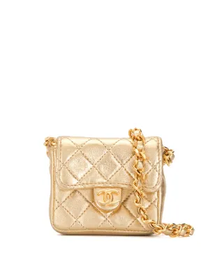 CHANEL ビンテージ 1990年代 ダイヤモンドキルト ミニショルダーバッグ - ゴールド - サムネイル1