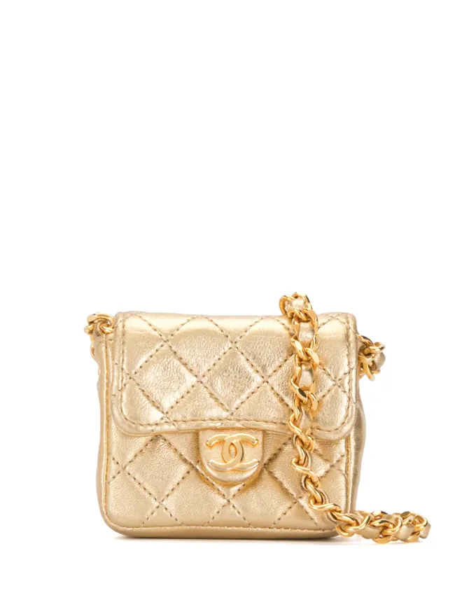 CHANEL Pre-Owned CHANEL ビンテージ 1990年代 ダイヤモンドキルト ミニショルダーバッグ - ゴールドの商品画像