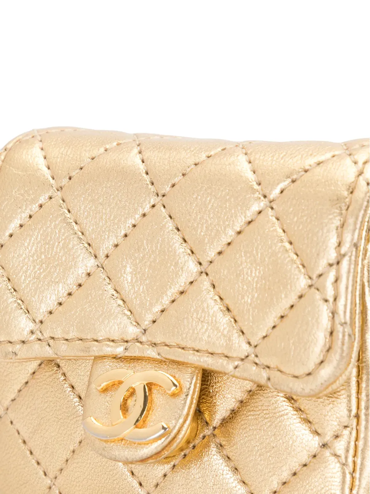 CHANEL ビンテージ 1990年代 ダイヤモンドキルト ミニショルダーバッグ - ゴールド - 画像4