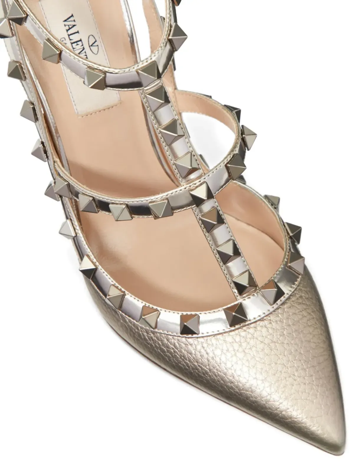 Valentino Garavani 100mm ロックスタッド メタリックパンプス - ゴールド - 画像5