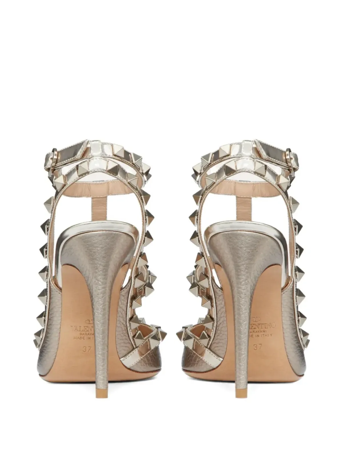 Valentino Garavani 100mm ロックスタッド メタリックパンプス - ゴールド - 画像3
