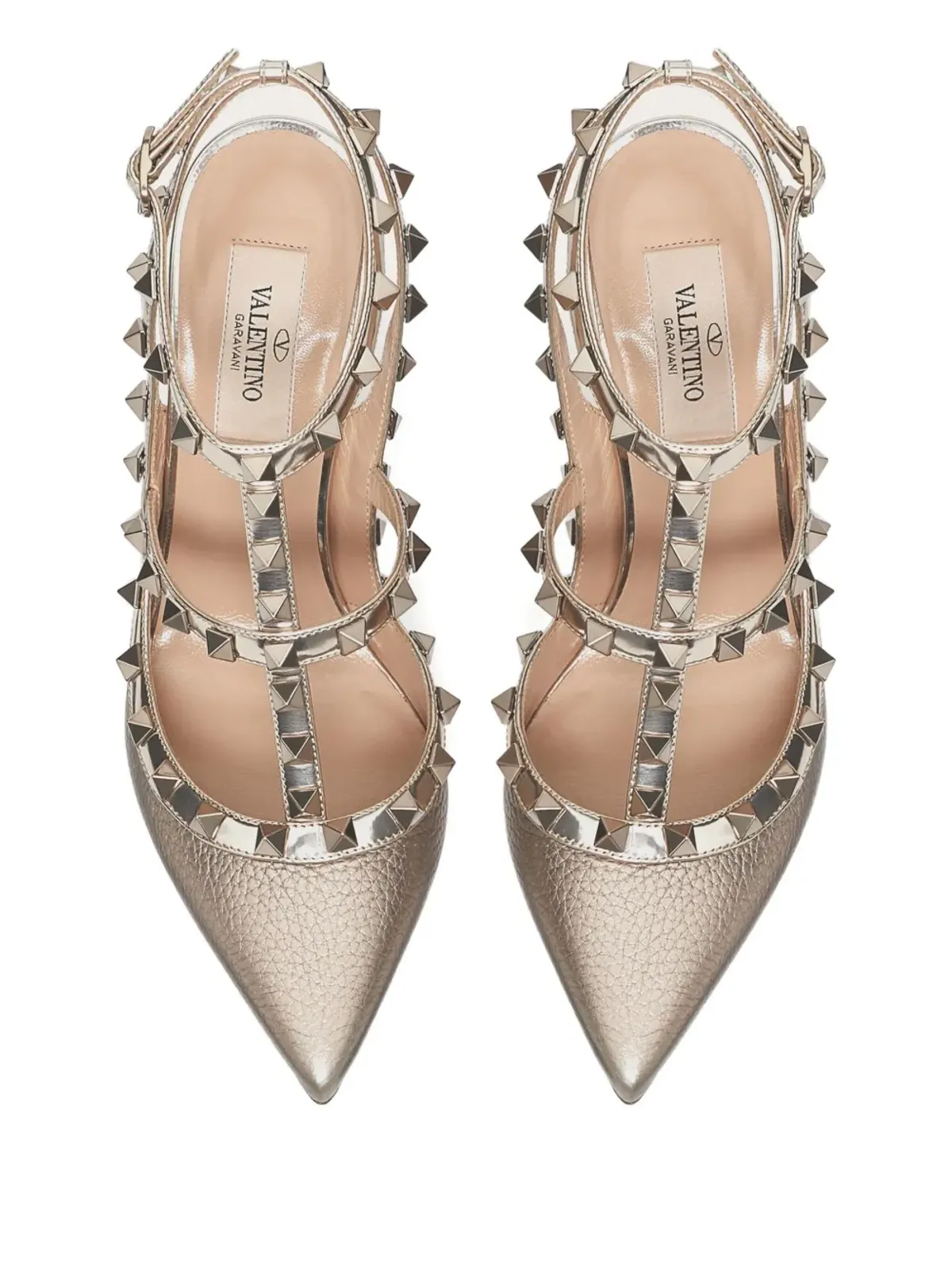 Valentino Garavani 100mm ロックスタッド メタリックパンプス - ゴールド - 画像4