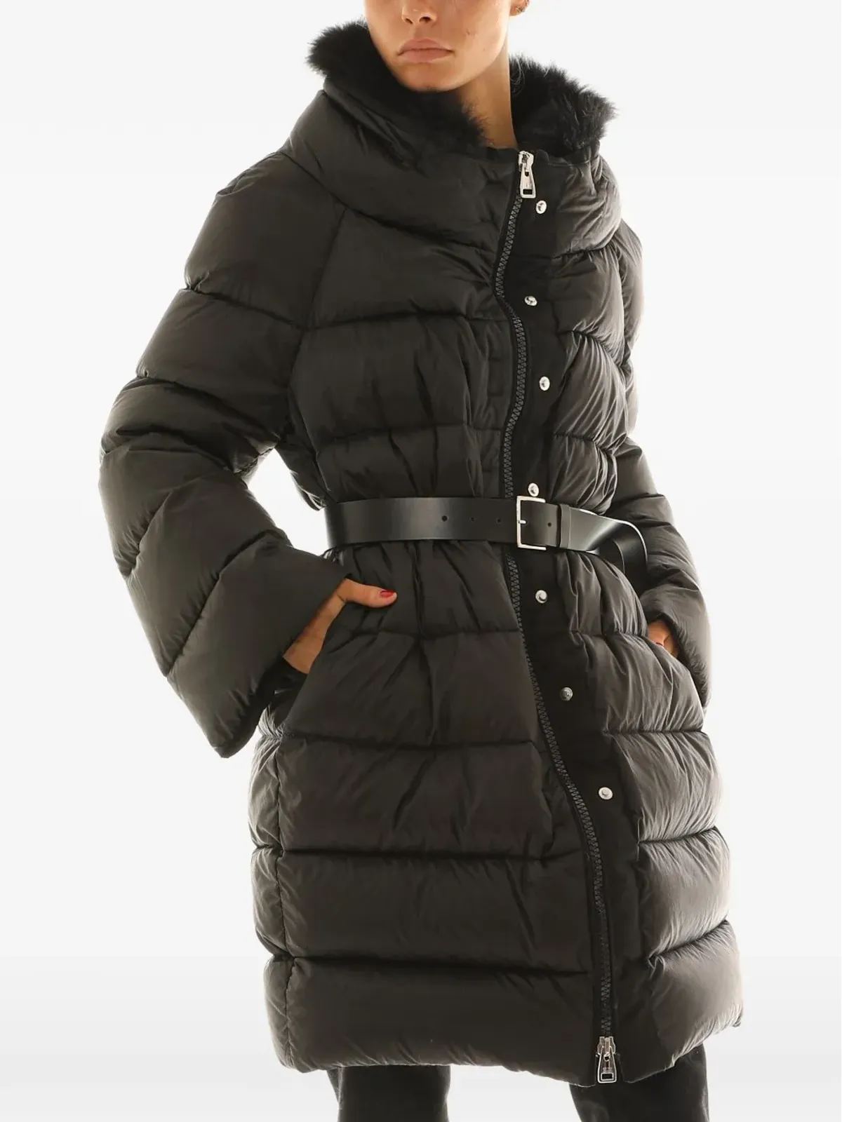 Ermanno Scervino テクスチャードトリム ベルト付きコート - 画像5