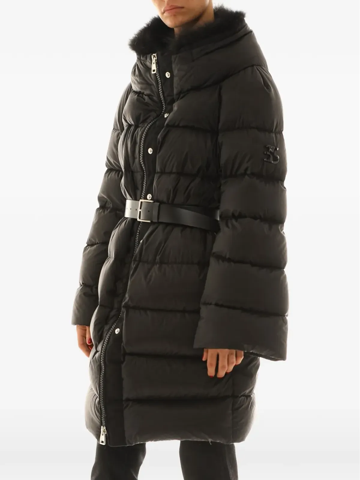 Ermanno Scervino テクスチャードトリム ベルト付きコート - 画像4