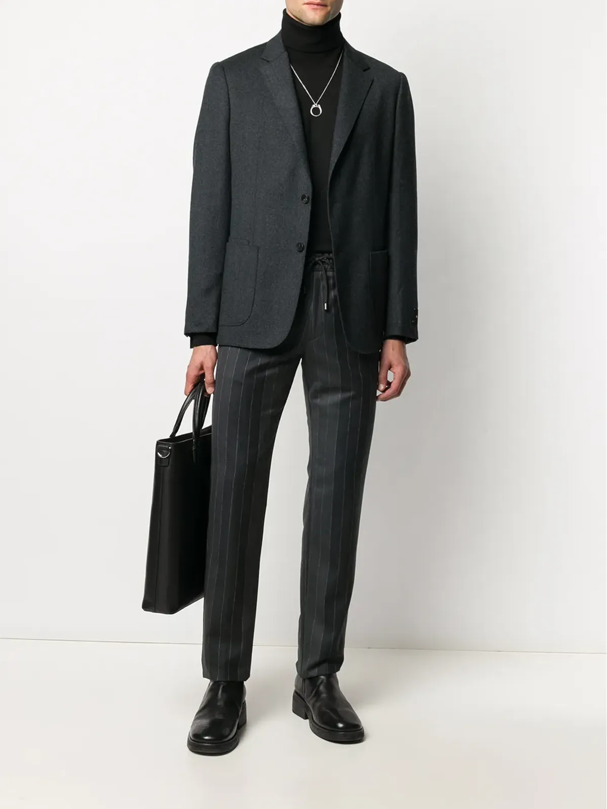 ETRO ストライプ柄ドローコードウエストパンツ - 画像2