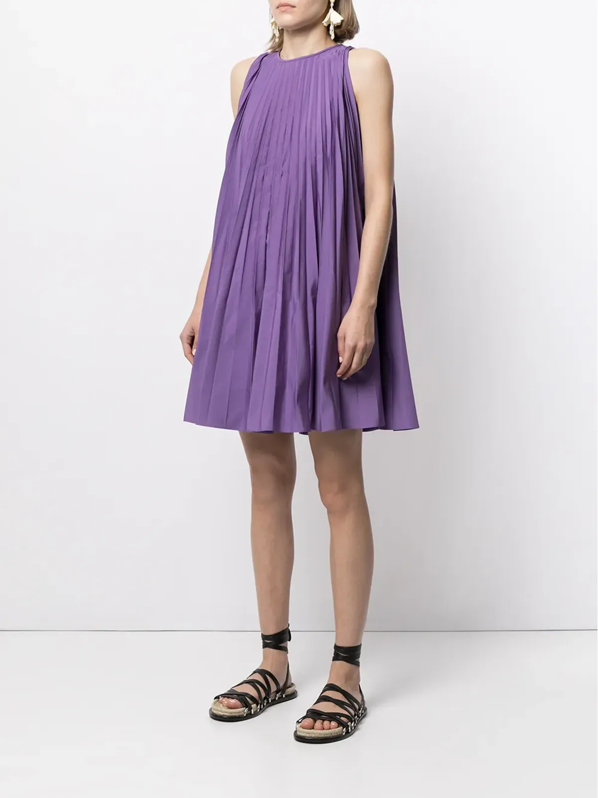Valentino Garavani プリーツ入りノースリーブミニドレス - 画像3