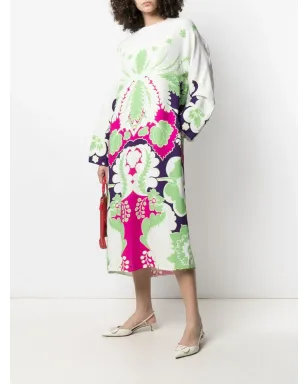 Valentino Garavani 花柄プリント シルク ミディドレス - White - サムネイル2