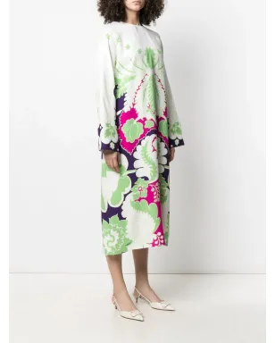 Valentino Garavani 花柄プリント シルク ミディドレス - White - サムネイル3