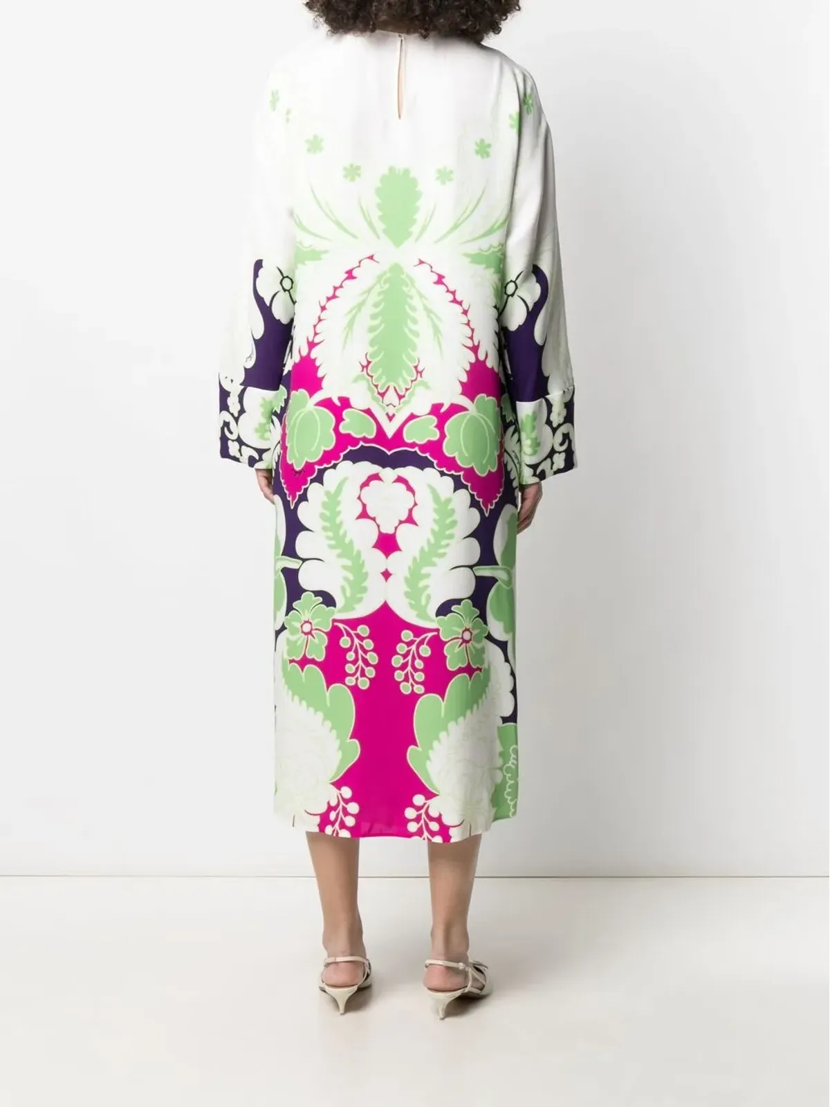 Valentino Garavani 花柄プリント シルク ミディドレス - White - 画像4
