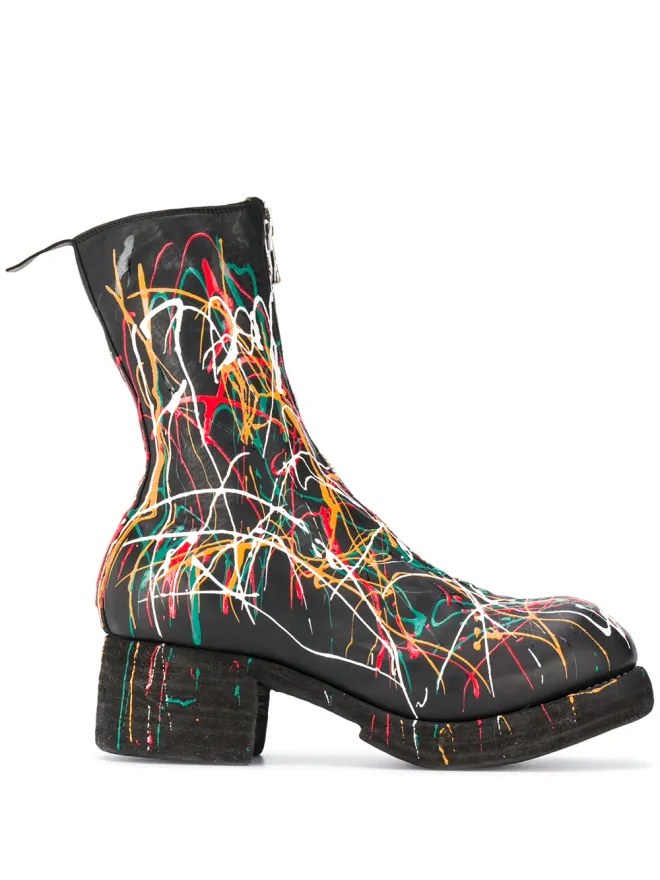 Guidi Guidi ペイントスプラッター アンクルブーツ - ブラックの商品画像