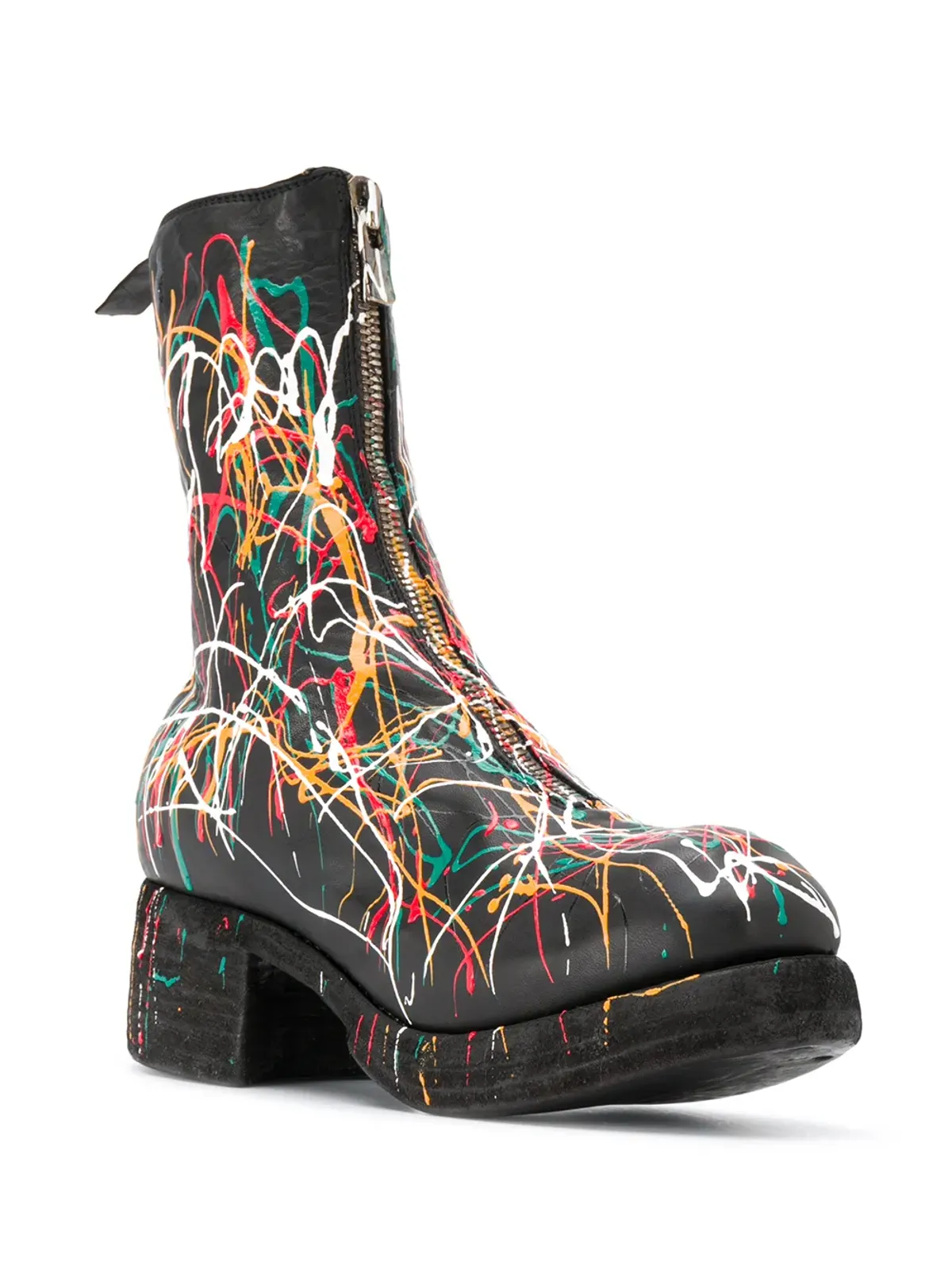 Guidi ペイントスプラッター アンクルブーツ - ブラック - 画像2