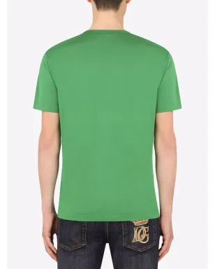 Dolce & Gabbana ロゴアップリケ Vネック Tシャツ - グリーン - サムネイル4