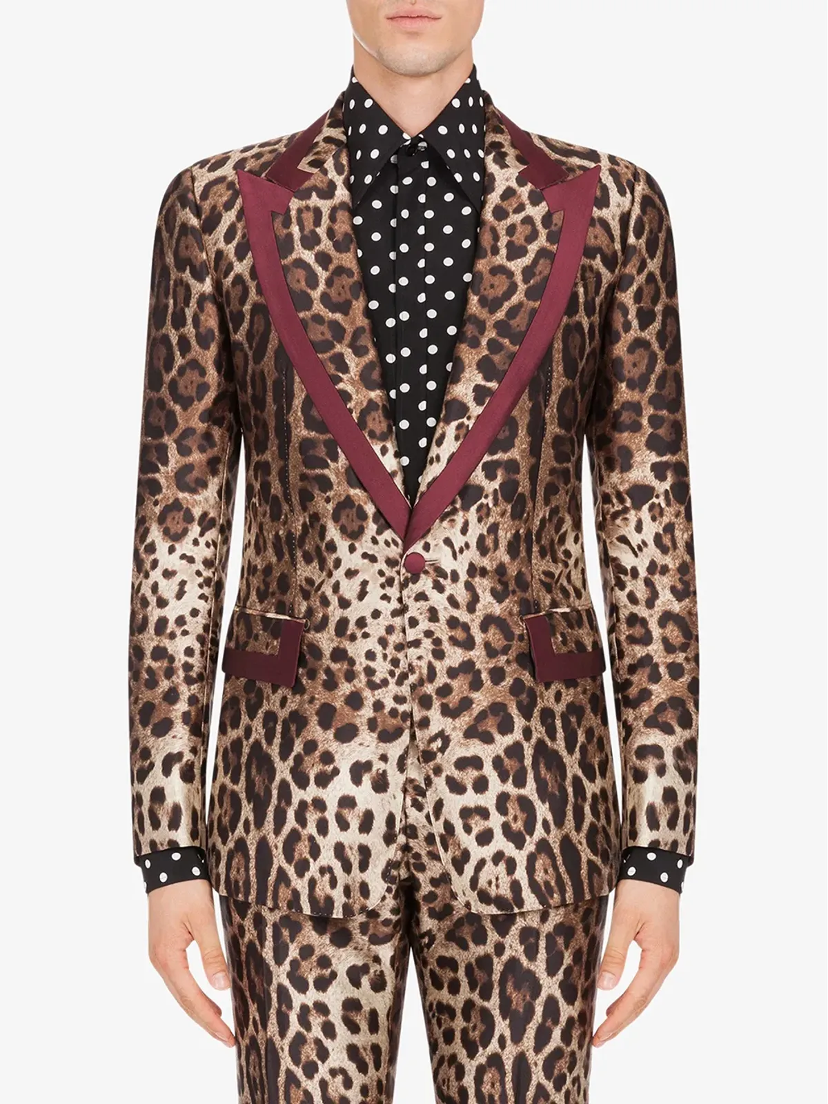 Dolce & Gabbana ヒョウ柄 シングルブレスト シルクブレザー - 画像3