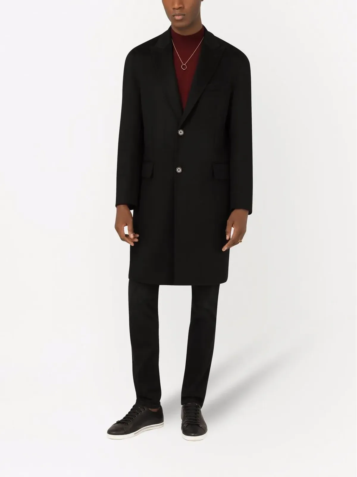 Dolce & Gabbana シングルブレスト カシミヤコート（ブラック） - 画像2