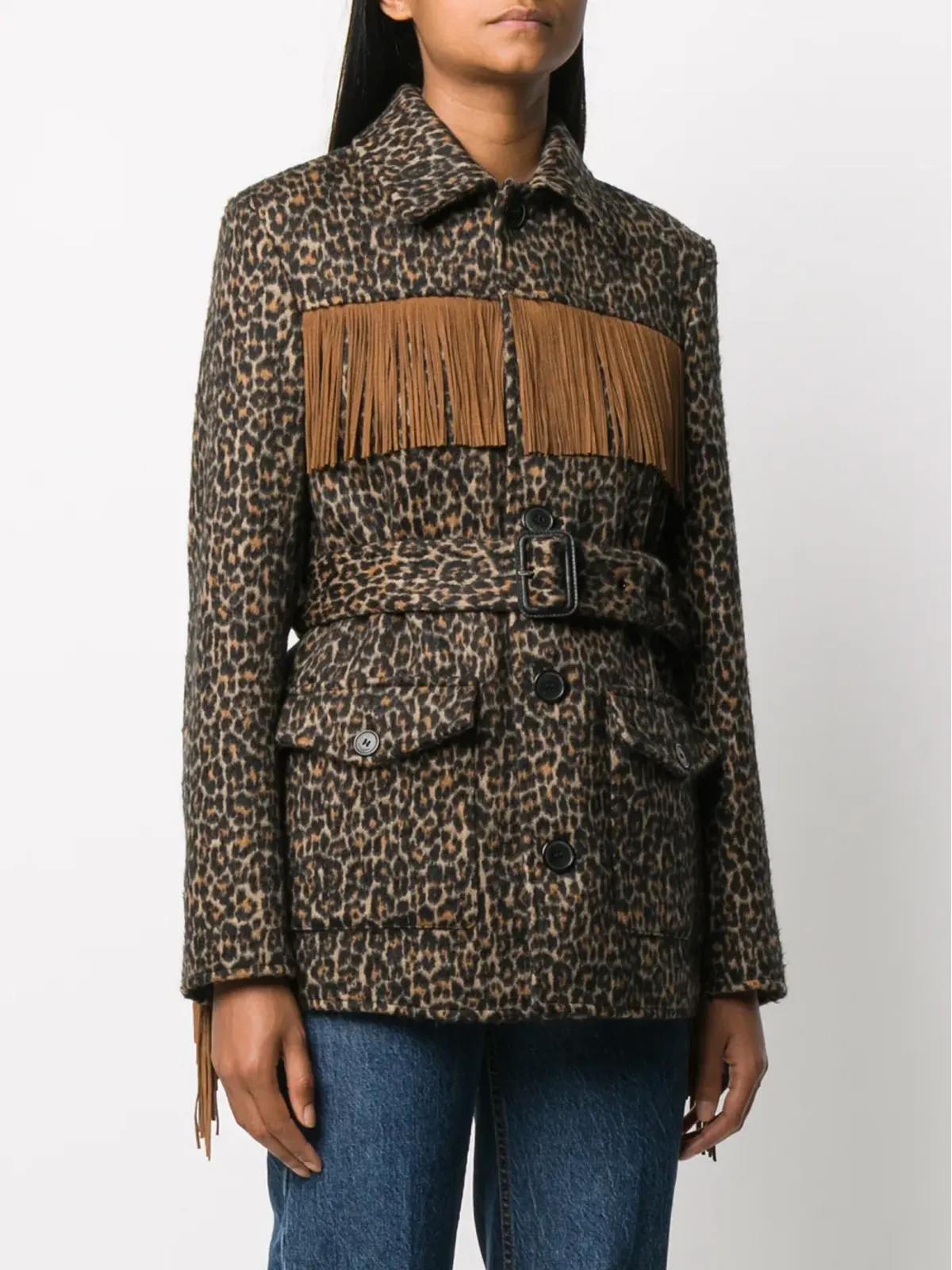 Saint Laurent ヒョウ柄タッセルジャケット - 画像3
