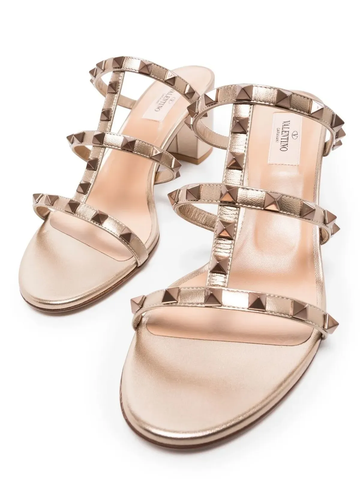 Valentino Garavani ロックスタッド メタリック サンダル - 画像2