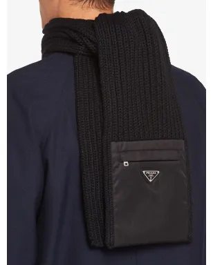 Prada 黒のシェーカー編みニットスカーフ - サムネイル2