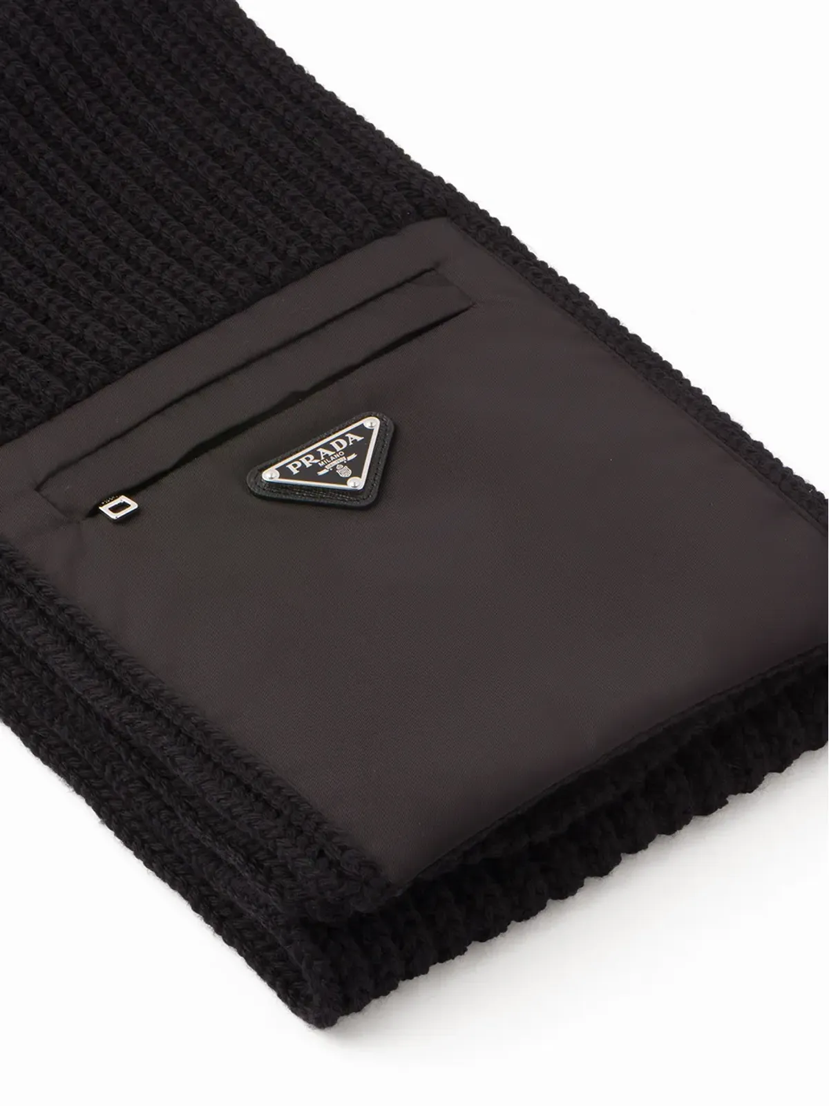 Prada 黒のシェーカー編みニットスカーフ - 画像3