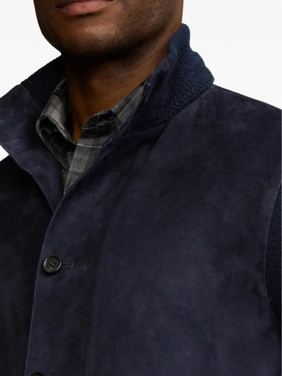 Ralph Lauren Purple Label スエードパネル付きニットジャケット - 画像5