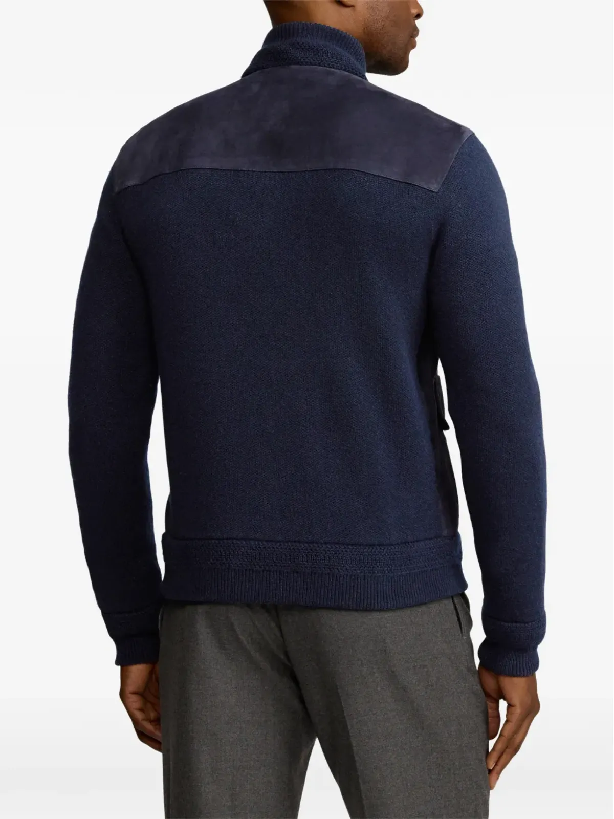 Ralph Lauren Purple Label スエードパネル付きニットジャケット - 画像4