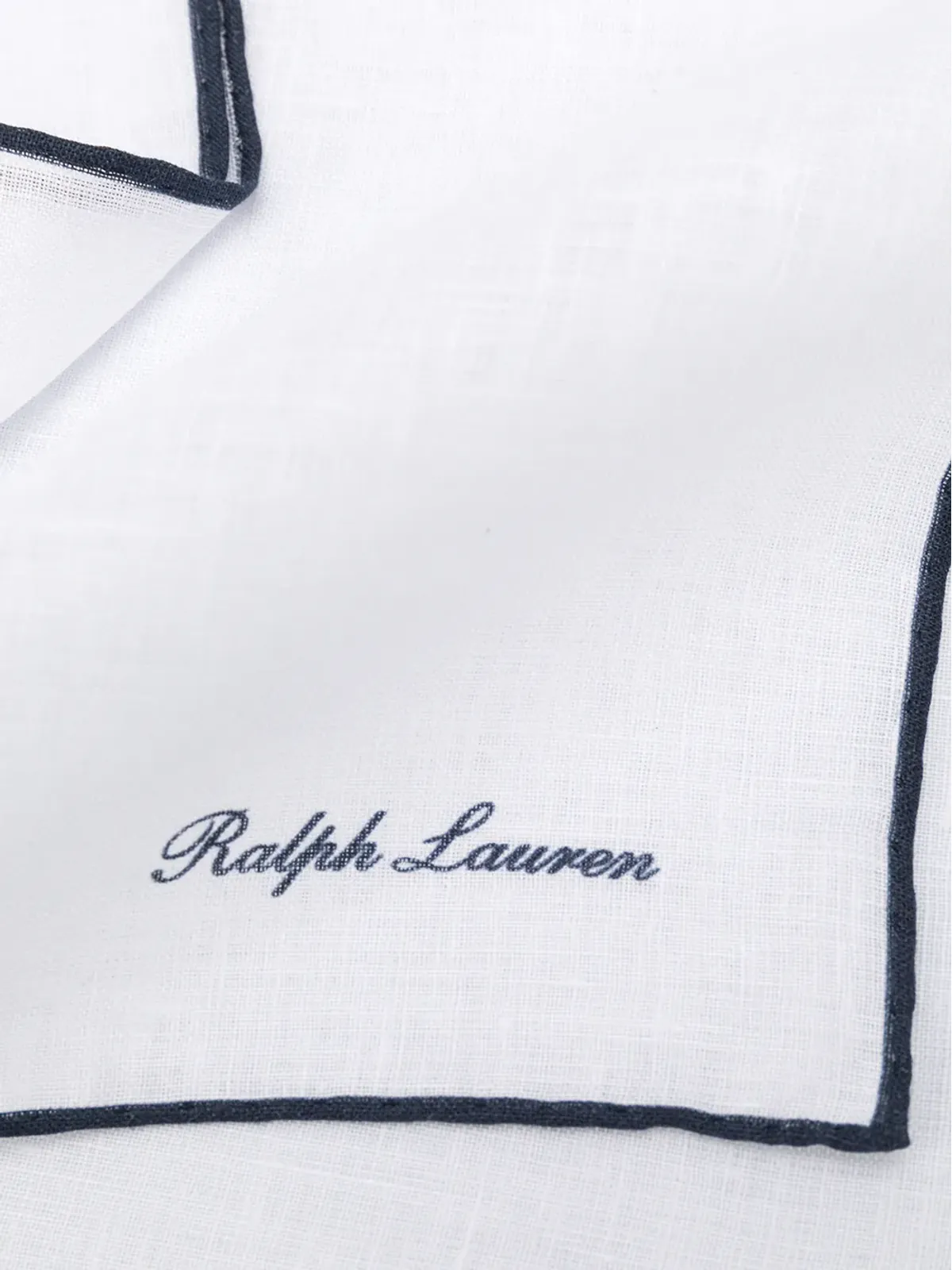 Ralph Lauren Purple Label ロゴ刺繍ポケットスクエアスカーフ（ホワイト） - 画像3