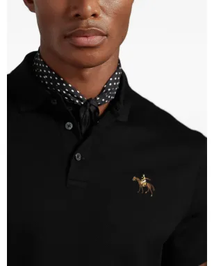 Ralph Lauren Purple Label ロゴ刺繍ポロシャツ ブラック - サムネイル4