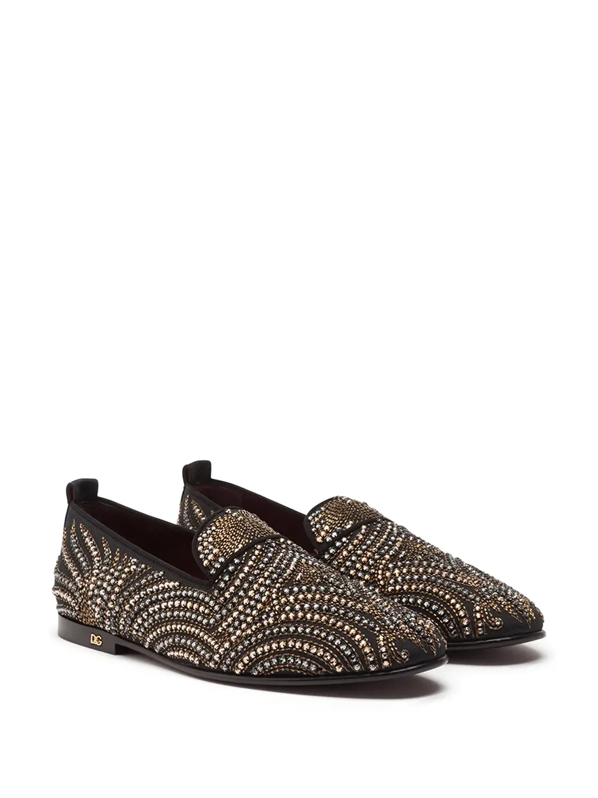 Dolce & Gabbana クリスタル装飾ベルベットスリッパ - 画像2