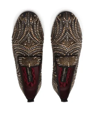Dolce & Gabbana クリスタル装飾ベルベットスリッパ - サムネイル4