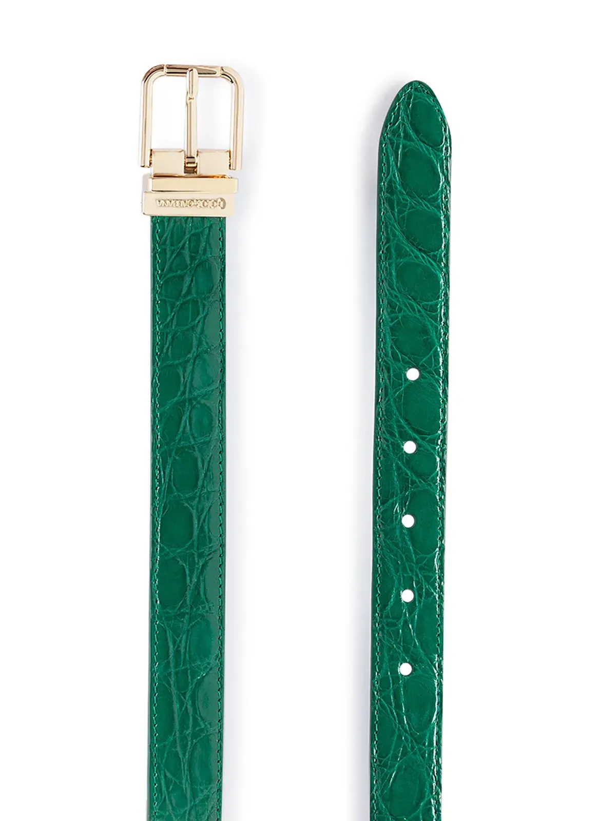 Dolce & Gabbana バックル付きレザーベルト（グリーン） - 画像2