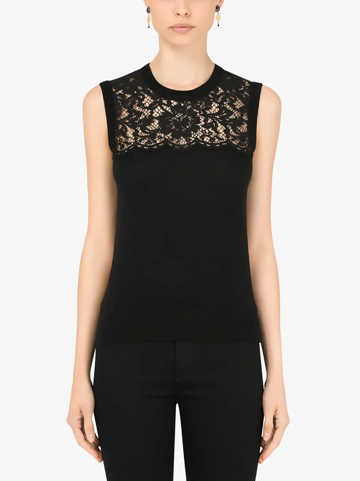Dolce & Gabbana レースパネル ヴァージンウール ブラウス - 画像3