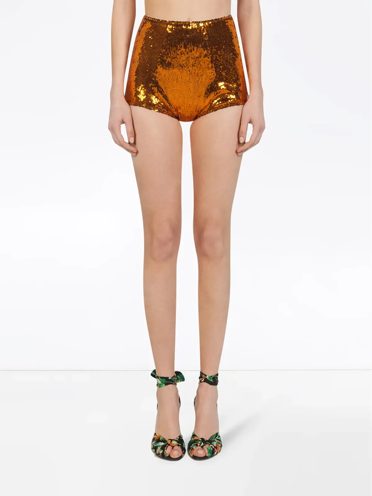 Dolce & Gabbana オレンジ色のスパンコールショーツ - 画像3