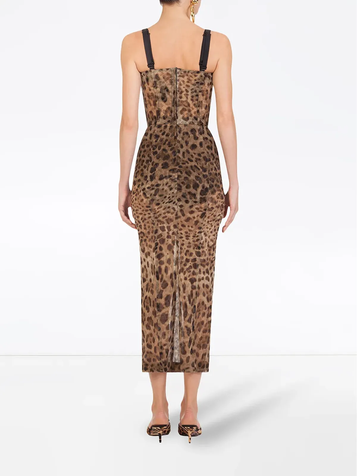 Dolce & Gabbana ヒョウ柄ビスチェ風ミディドレス - 画像3