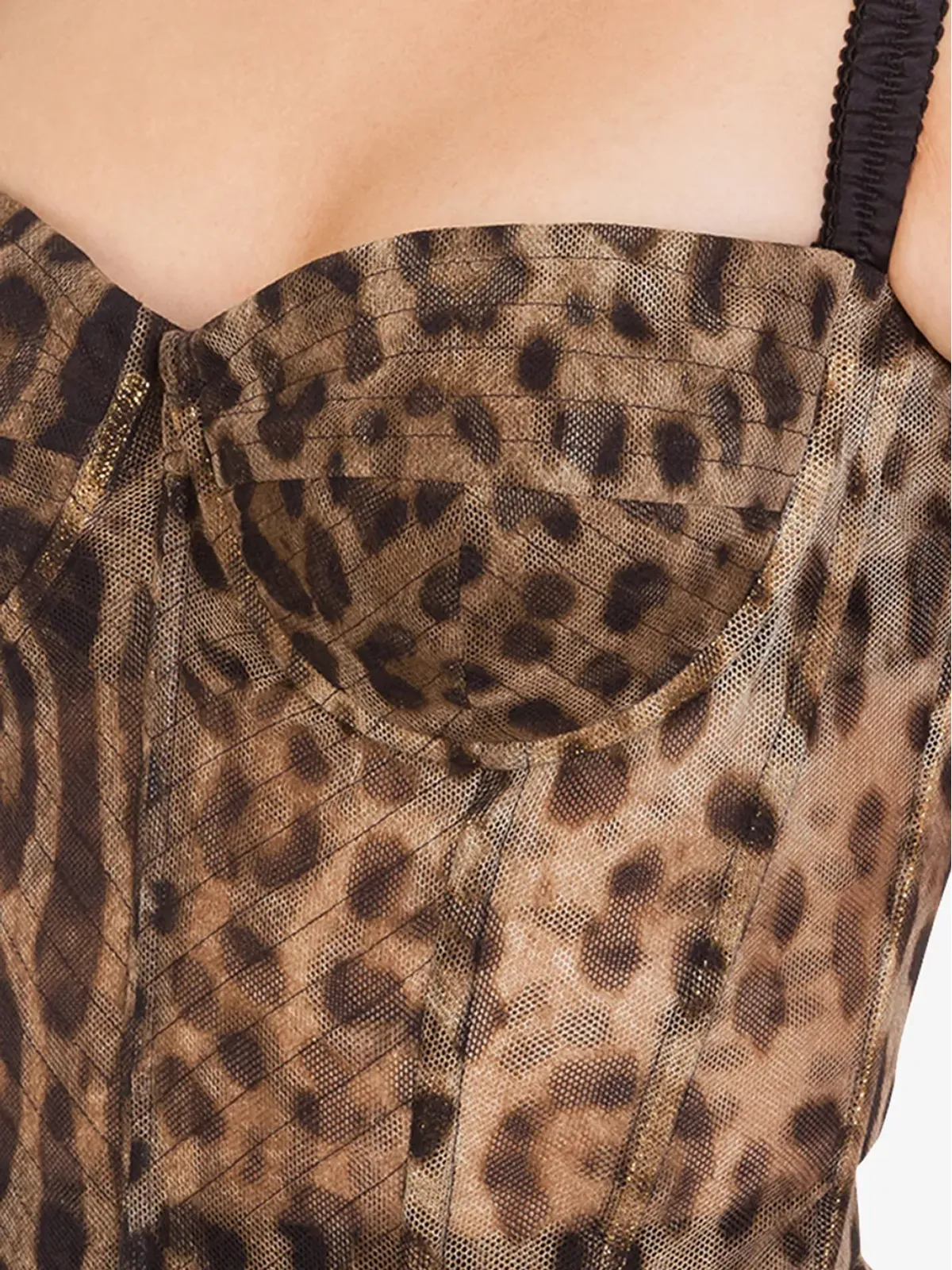 Dolce & Gabbana ヒョウ柄ビスチェ風ミディドレス - 画像4