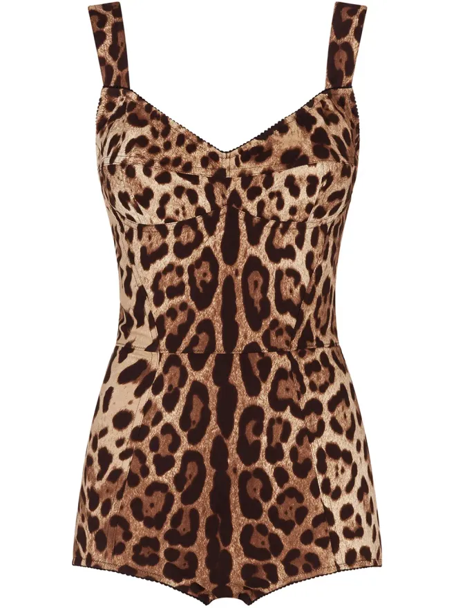 Dolce & Gabbana Dolce & Gabbana レオパード柄ビスチェボディスーツ - ブラウンの商品画像