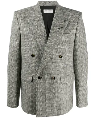 Saint Laurent デコンストラクド チェック柄 ダブルブレスト ブレザー - サムネイル1