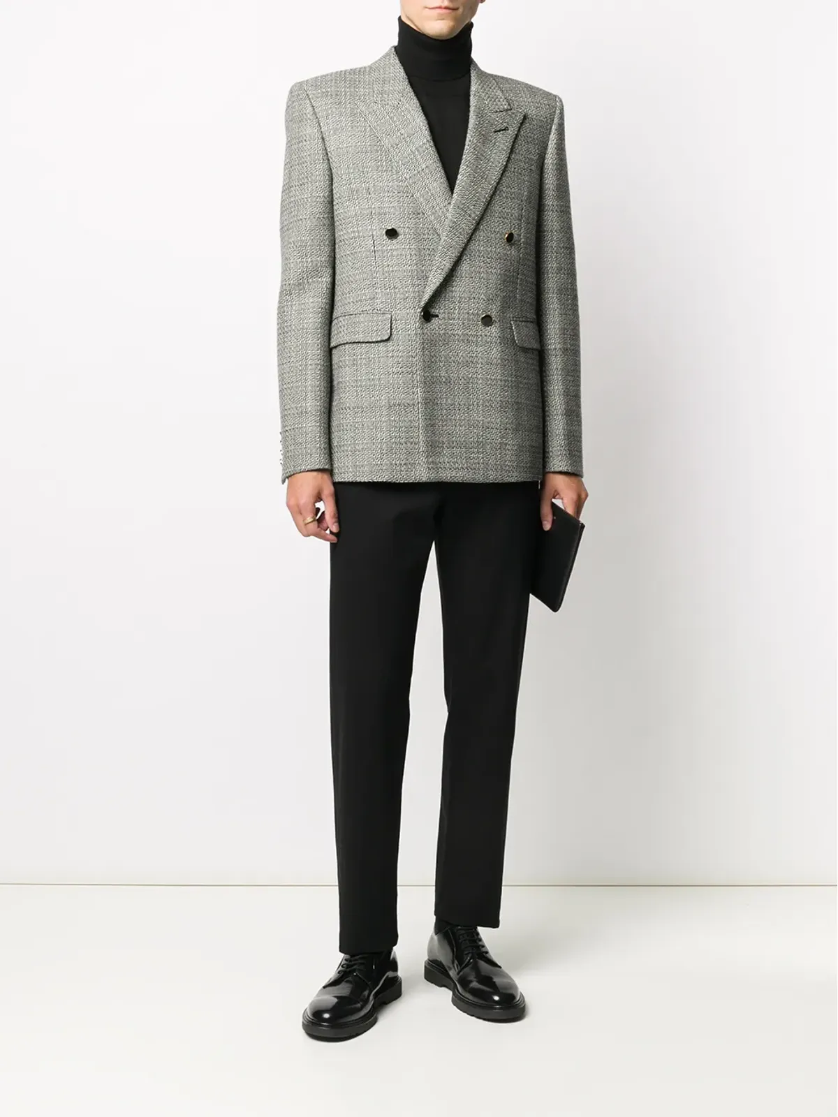 Saint Laurent デコンストラクド チェック柄 ダブルブレスト ブレザー - 画像2