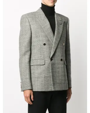 Saint Laurent デコンストラクド チェック柄 ダブルブレスト ブレザー - サムネイル3